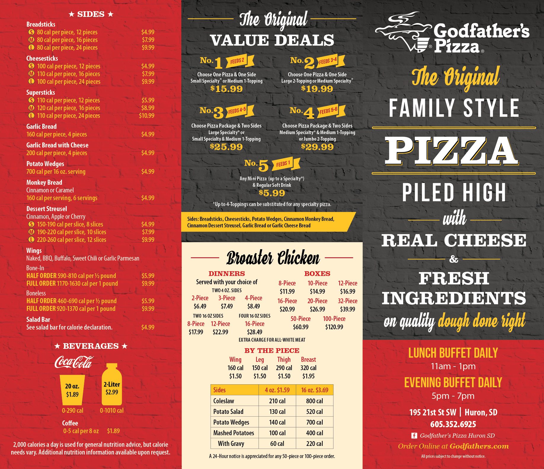 Huron, SD Godfather’s Pizza Menu | Godfather's Pizza