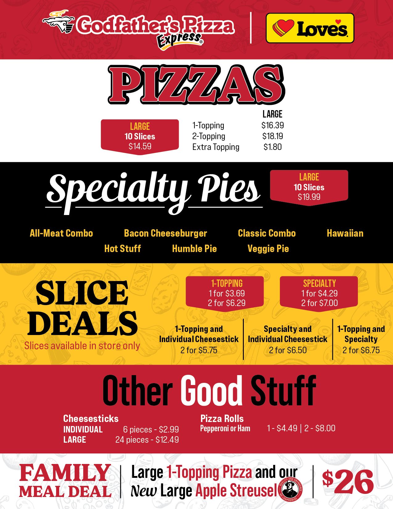 Love’s Travel Stops Tier 4 Online Menu | Godfather's Pizza